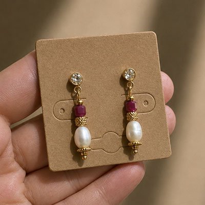 Majeste Earrings (Ruby and Pearl)