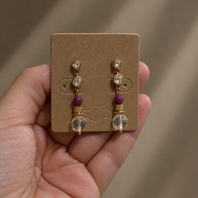 Rupaz Earrings (White Topaz and Ruby stone)